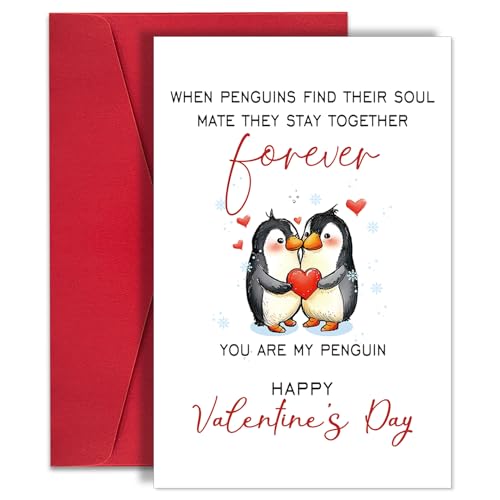 Ogeby Cute Penguin Valentine's Day Card for Soulmate | 8" x 5.3"