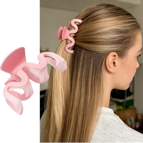 BUNLVDI Pink Clover Hair Claw Clips 4 Pack Cute Non-Slip Acrylic Hair Accessories