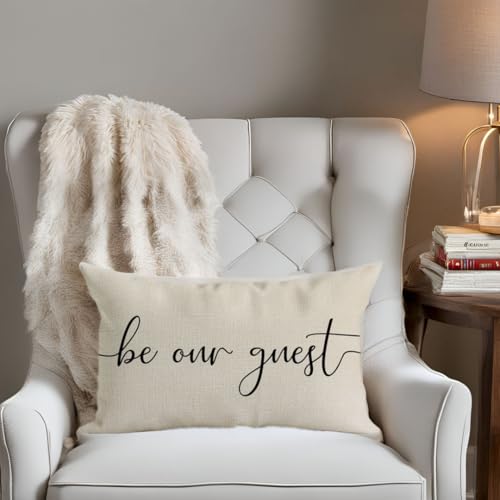 Farmhouse Be Our Guest Throw Pillow Cover 12x20 Inch