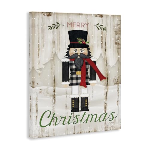 Merry Christmas Nutcracker Canvas Wall Art - 16 x 20 Inches Holiday Decor