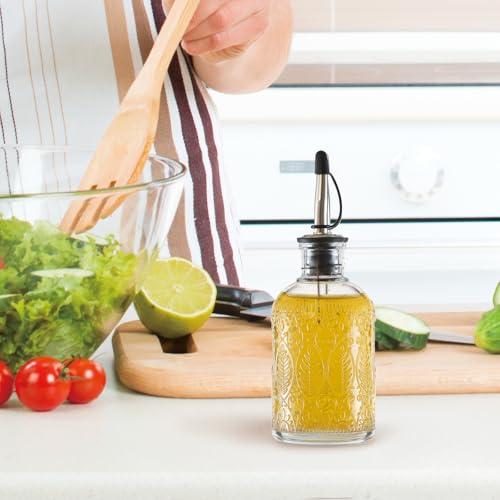 7oz Retro Glass Syrup Dispenser with Stainless Steel Spout & Funnel