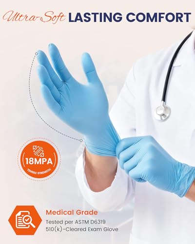 Amarynth 4 Mil Nitrile Disposable Gloves - Blue, Large, 100 Count