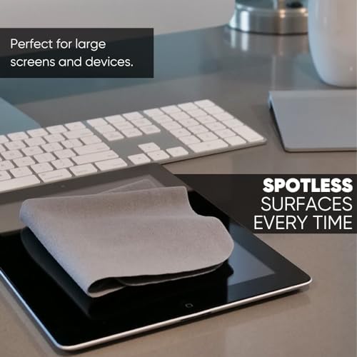 Black 14x14 Microfiber Screen Cleaning Cloths 3-Pack for Large TVs & Monitors