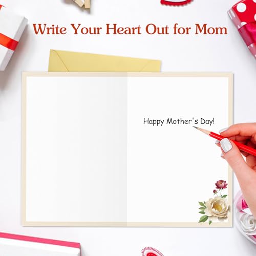 FLYAB Elegant Floral Mother's Day Card with Envelope - Peony Design