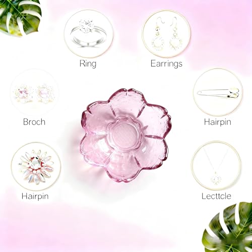 2-Pack Flower Jewelry Dish Set with 14K Alloy Rings - Perfect Gifts