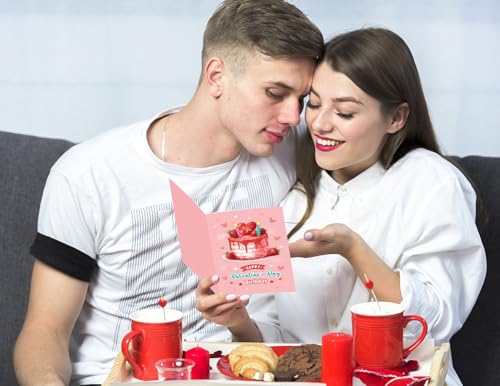 Valentine's Birthday Card with Envelope - Pink Cake Design