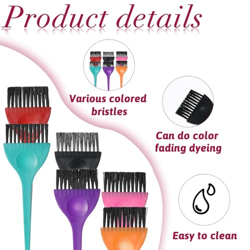 6-Piece Hair Dye Brush Set Professional Color Tint Applicators for Salon and Home Use