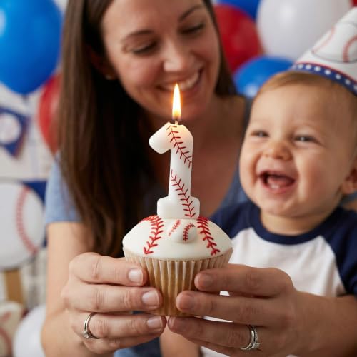 LASILE Number 1 Baseball Birthday Candle for First Party - Rookie of The Year Cake Topper