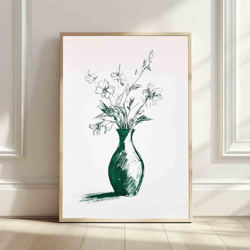Vintage Floral Canvas Wall Art - Abstract Flower Design 16x24in