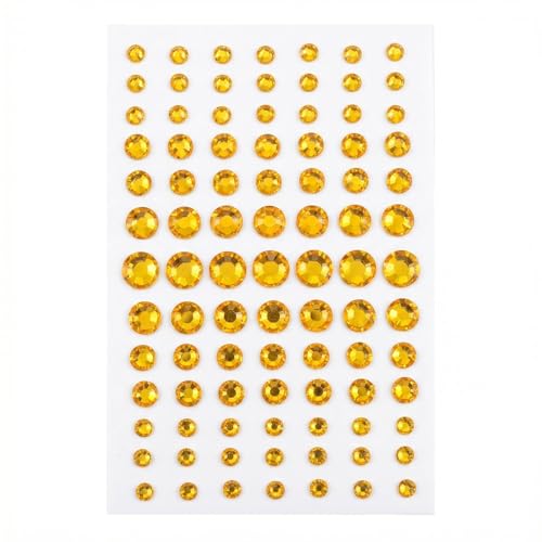 UPSTORE 91Pcs Self Adhesive Rhinestone Gems Stickers - Yellow Craft Crystals