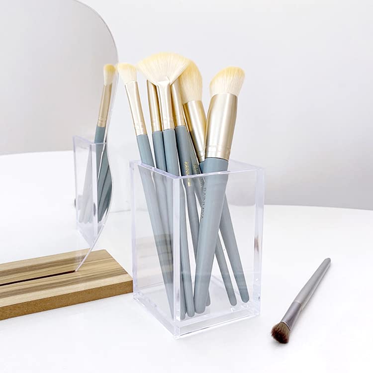 3 Pack Clear Acrylic Makeup Brush Holder and Desk Pencil Cup Organizer