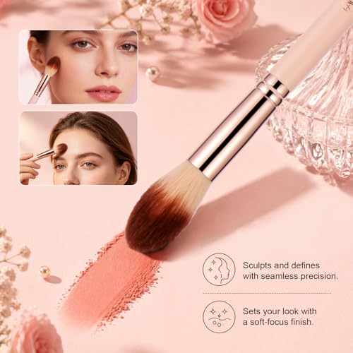 AILNSX Large Powder Makeup Brush - Fluffy Synthetic Face Brush for Setting Powder, Blush and Bronzer with Pink Handle