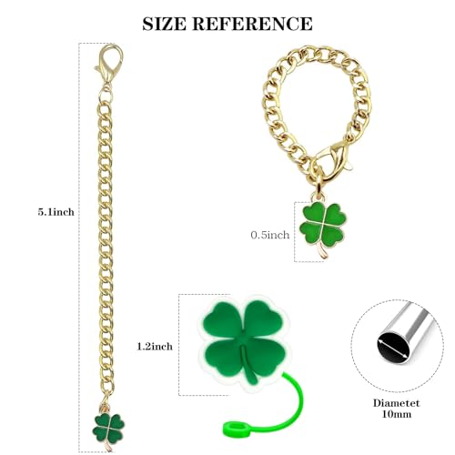 Clover Straw Cover Caps for Stanley 8MM Straws - 3 Pack with Chains
