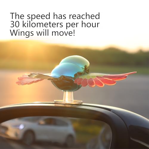 Wind-Powered Flapping Wings Flying Bird Car Ornament - Blue