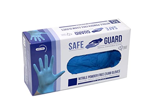 Safeguard Nitrile Disposable Gloves, Powder Free, X-Large, Blue, 100 Count