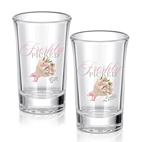Roshtia 2 oz Big Little Sorority Shot Glasses - Flower Style Set