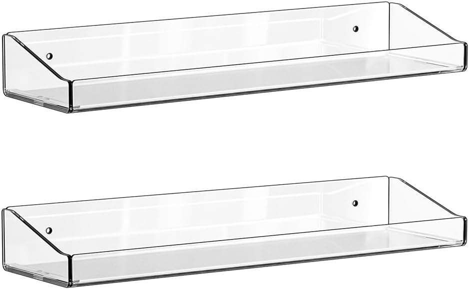 Regine Switzerland 15" Acrylic Floating Shelves - Stylish Wall-Mounted Bookshelves for Home Decor