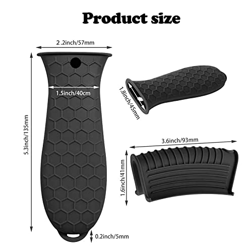 Black Silicone Hot Handle Holders - 3 Pack Non-Slip Pot Sleeves