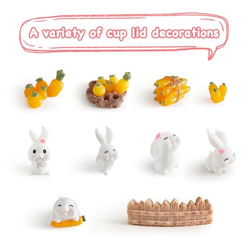 Rabbit Stanley Cup Lid Accessories Set with Silicone Straw Covers
