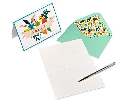 Papyrus Floral Banner Thank You Cards with Envelopes - 12 Count