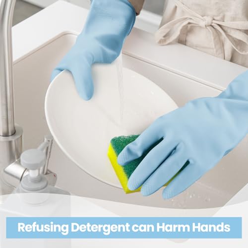 Jsocoah Multicolor Reusable Dishwashing Gloves - 4 Pairs Kitchen & Household Cleaning