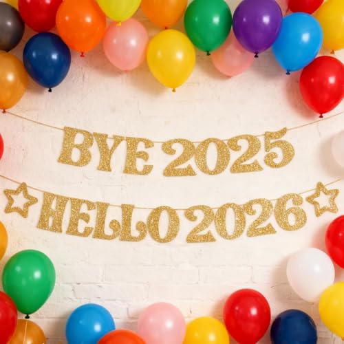 Ziyutam Gold Glitter 2026 New Year Banner Party Decoration
