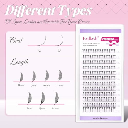 FADLASH Premade Anime Lashes Spire Fans 0.07 C Curl Manga Lash Extensions