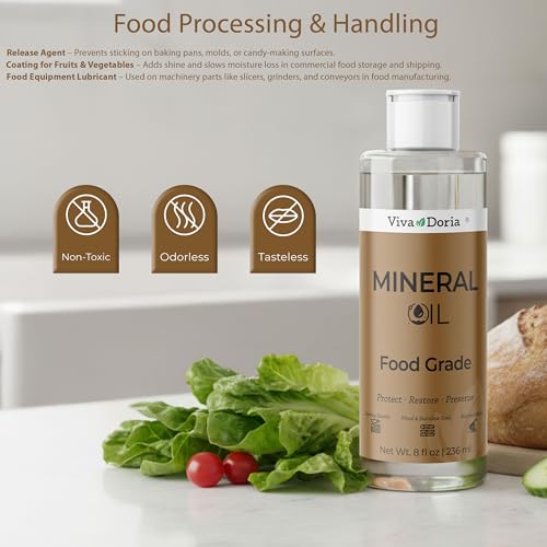 Viva Doria Food Grade Mineral Oil, 8 Fl Oz (Pack of 1) for Wood Care