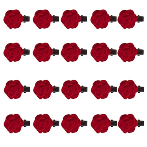 ASVNRES Red Rose Hair Clips 10-Pack Mini Flower Hair Barrettes and Pins