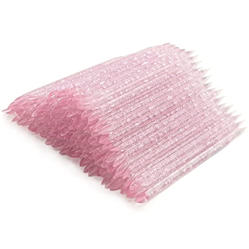 YSAFAI 100 PCS Crystal Cuticle Pusher Disposable Nail Sticks for Manicure