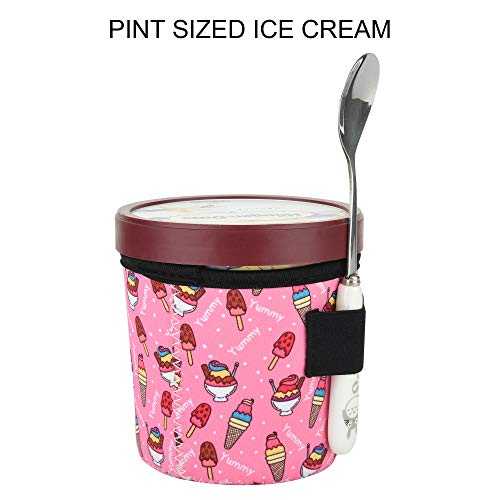 Homakover Neoprene Pint Ice Cream Sleeve Holder - Ice Cream Print (2 Pack)