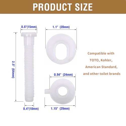 A.I.FORCE 6-Pack Plastic Toilet Seat Hinge Bolt & Screw Replacement Kit