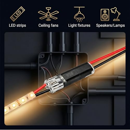 20PCS Low Voltage 2 Pin Quick Connectors for LED Strips & Wiring