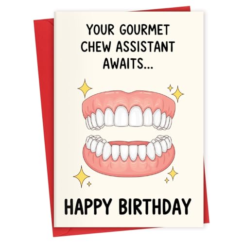 FunisFun Funny Birthday Card with Denture Design, 5x7 Humorous Greeting