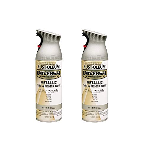 Rust-Oleum Universal Metallic Spray Paint, Satin Nickel, 11 oz (Pack of 2)
