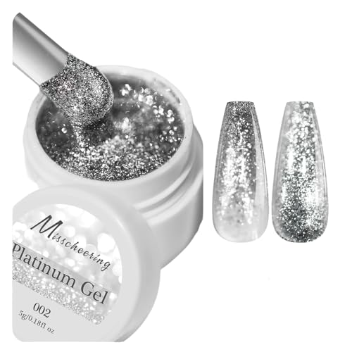 Platinum Silver Glitter Gel Nail Polish 5g Reflective Manicure