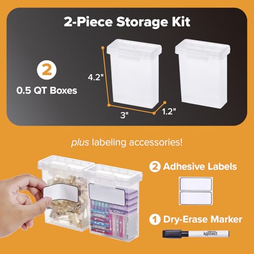 Bostitch Konnect Clear Plastic Storage Containers, 0.5 Qt, 2 Pack