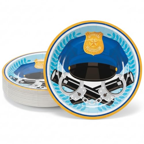 Police Party Dessert Plates - 8 Disposable Paper Plates