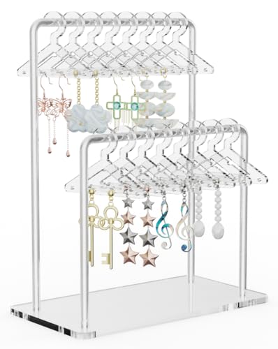 NiHome Clear 2-Tier Earring Holder Organizer - 48 Pairs Without Tray