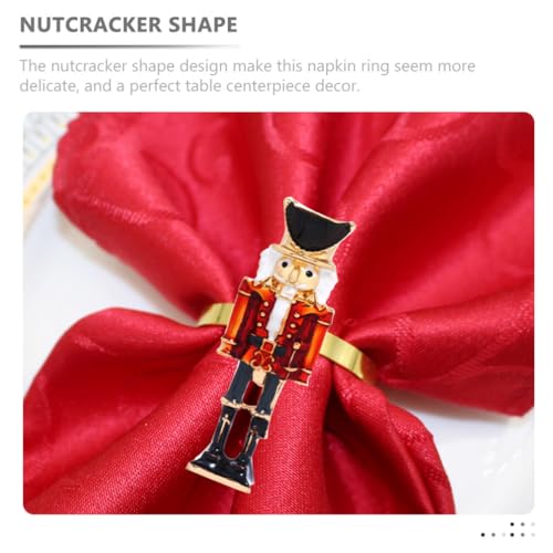 6pcs Metal Nutcracker Napkin Rings Christmas Napkin Holders Holiday Decor