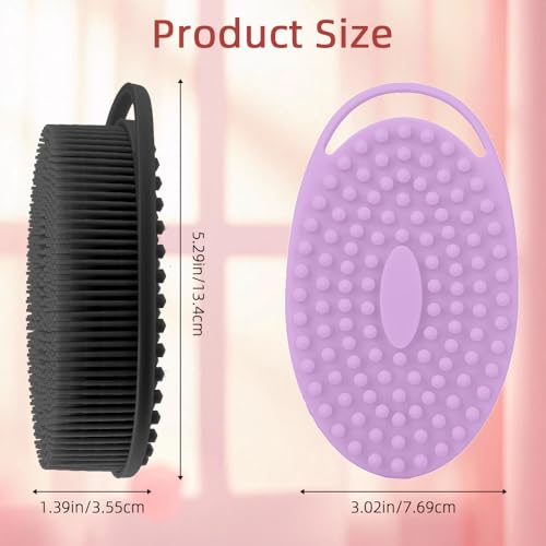 Silicone Body Scrubber 2-Pack, Exfoliating Soft Loofah Shower Brush