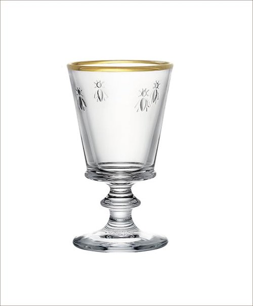 La Rochere Gold Rimmed Napoleon Bee Stemmed Wine Glass Set of 4 – Vintage Wine Glasses – Gold Rimmed Glassware (9 oz)