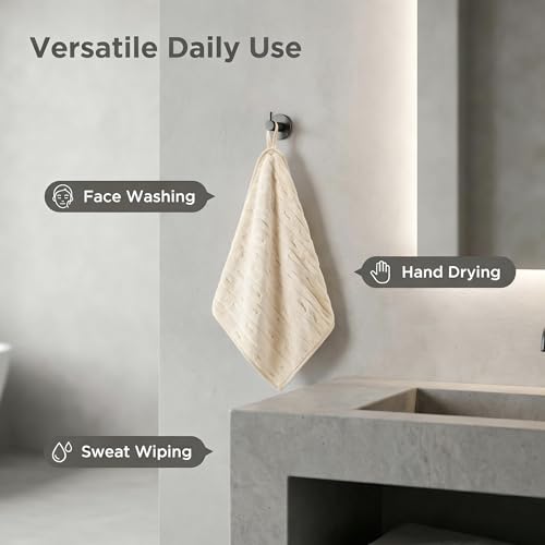 Microfiber Hand Towels 3 Pack with Hanging Loops - Quick Dry 14x29.6in (Beige)