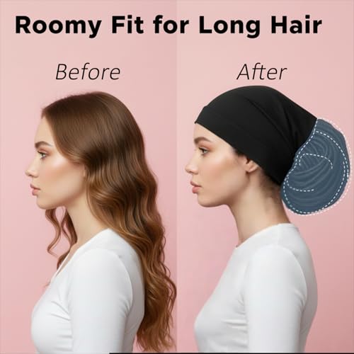 Gtziqa 2 Pcs Large Dreadlock Bonnet Cap for Long Hair and Locs, Black
