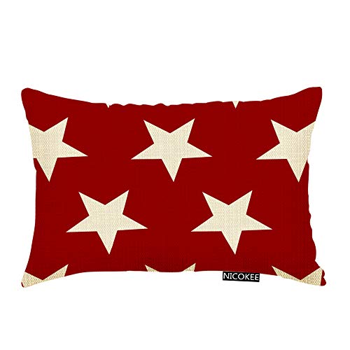 Red Stars Galaxy Throw Pillow Cover - 20x12 Inch Decorative Case