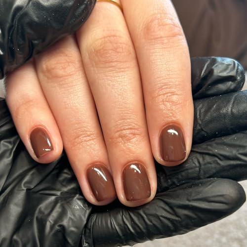 Bellelfin Short Square Press On Nails - 120Pcs Brown Acrylic False Nails Kit