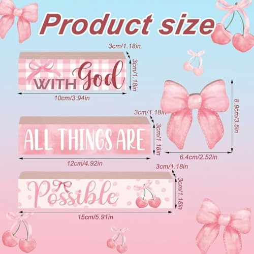 4-Piece Pink Bow Tiered Tray Decor for Home & Table
