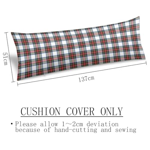 Christmas Body Pillow Cover 20x54 Red White Plaid Zipper Decorative Farmhouse Pillowcase - Colors-U-005