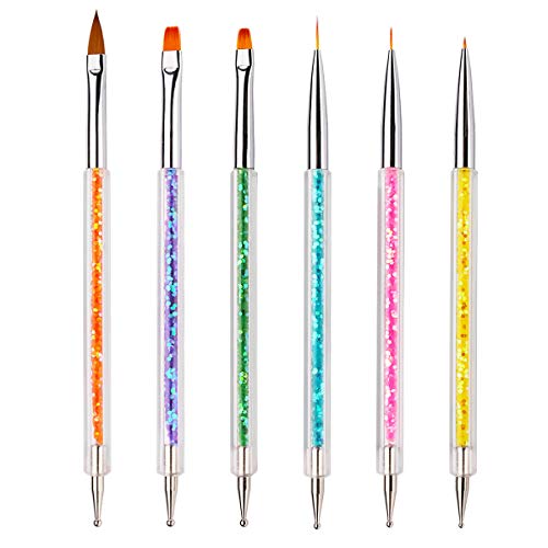 iminoo 6PCS Double Ended Nail Art Brushes and Dotting Pens Set