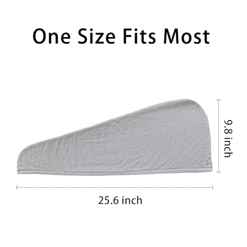 AGLIFEFY Microfiber Hair Towel Wrap - 2 Pack Light Grey Quick Dry Turban